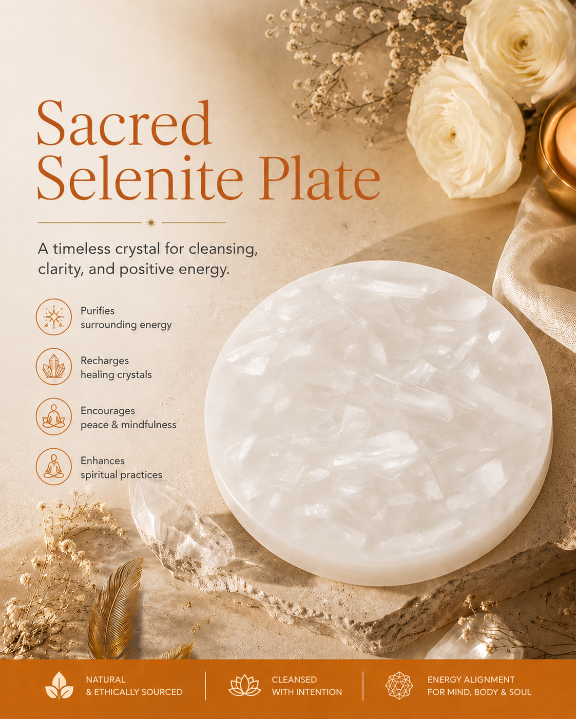 Selenite Plate – Pure Energy for Your Sacred Space