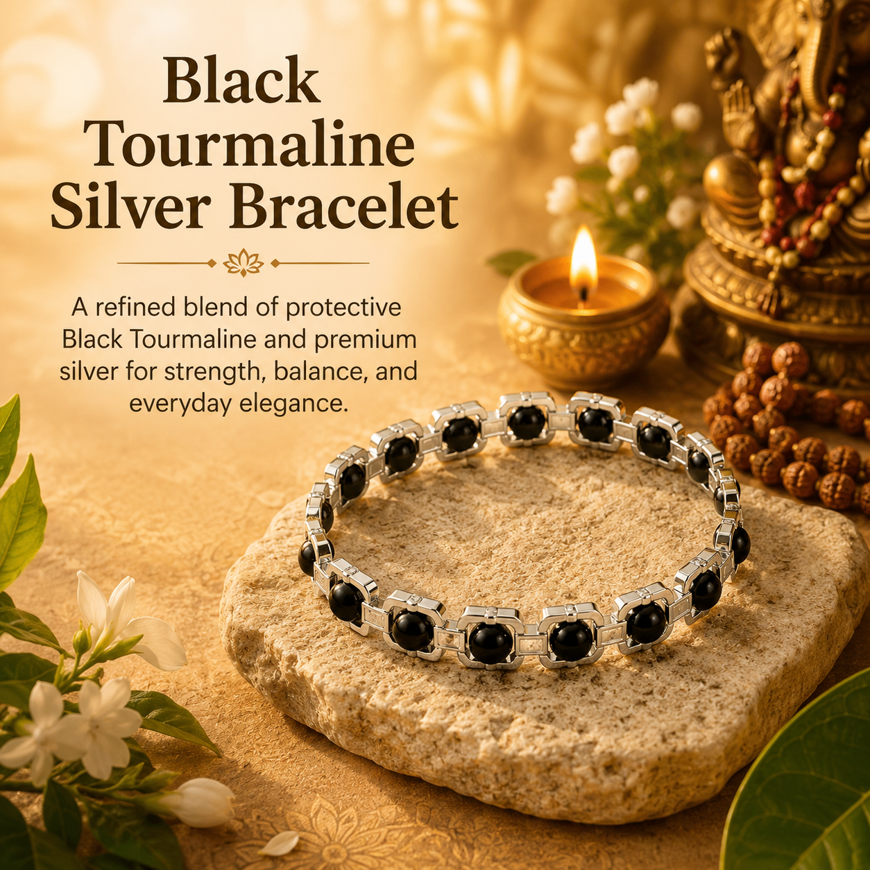 Black Tourmaline Silver Bracelet