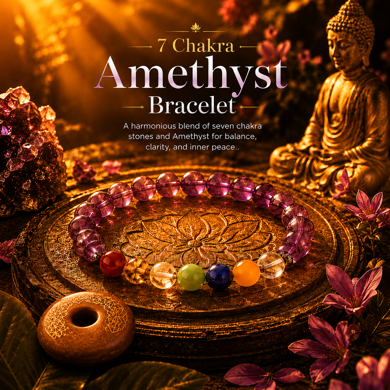 7 Chakra Amethyst Bracelet