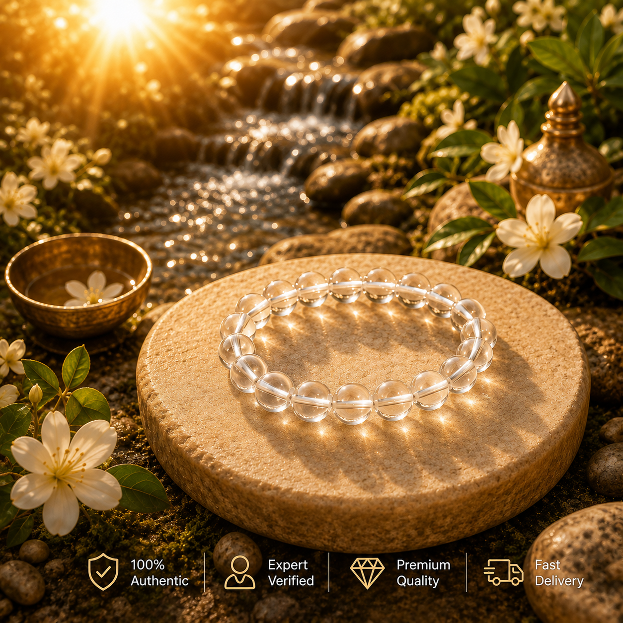 Natural Sphatik Bracelet (8mm, Unisex) - Image 4