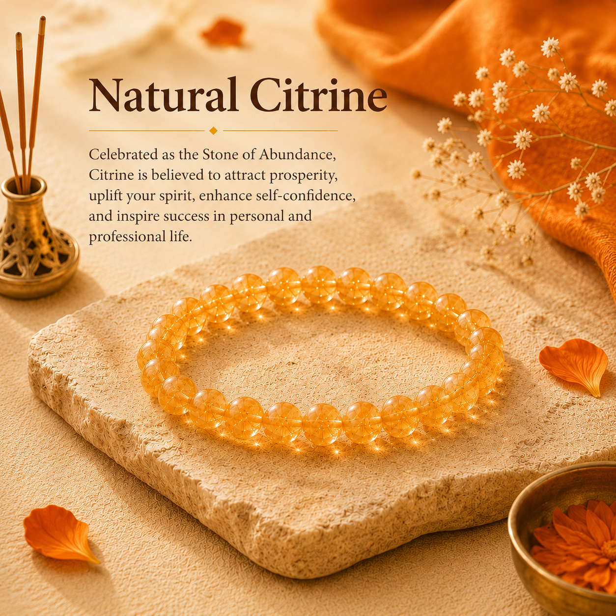 Citrine Abundance Bracelet (8MM, Unisex) - Image 1