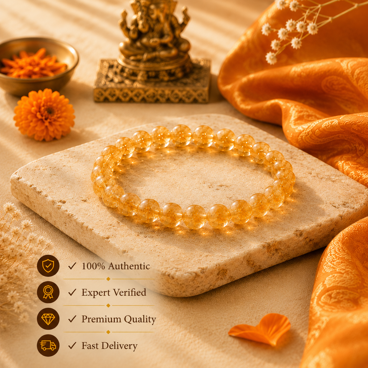 Citrine Abundance Bracelet (8MM, Unisex) - Image 3