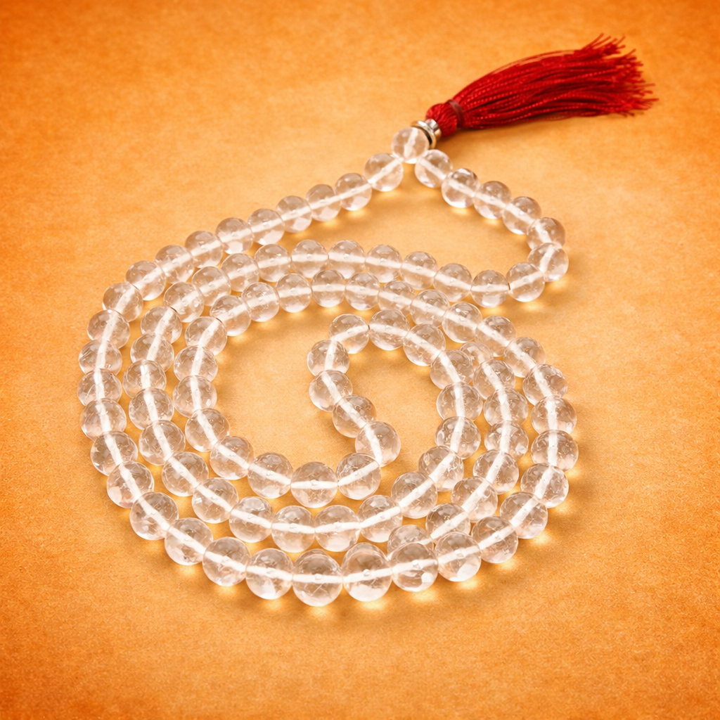 Natural Sphatik Necklace Jaap Mala (108+1 Beads, 8MM, Unisex) 100% Original & Certified - Image 1