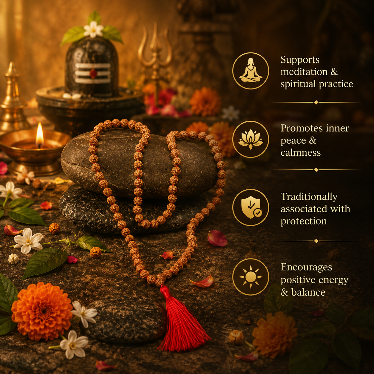 Rudraksha Mala | 5 Mukhi Indonesian 108 Beads (8mm) - Image 3