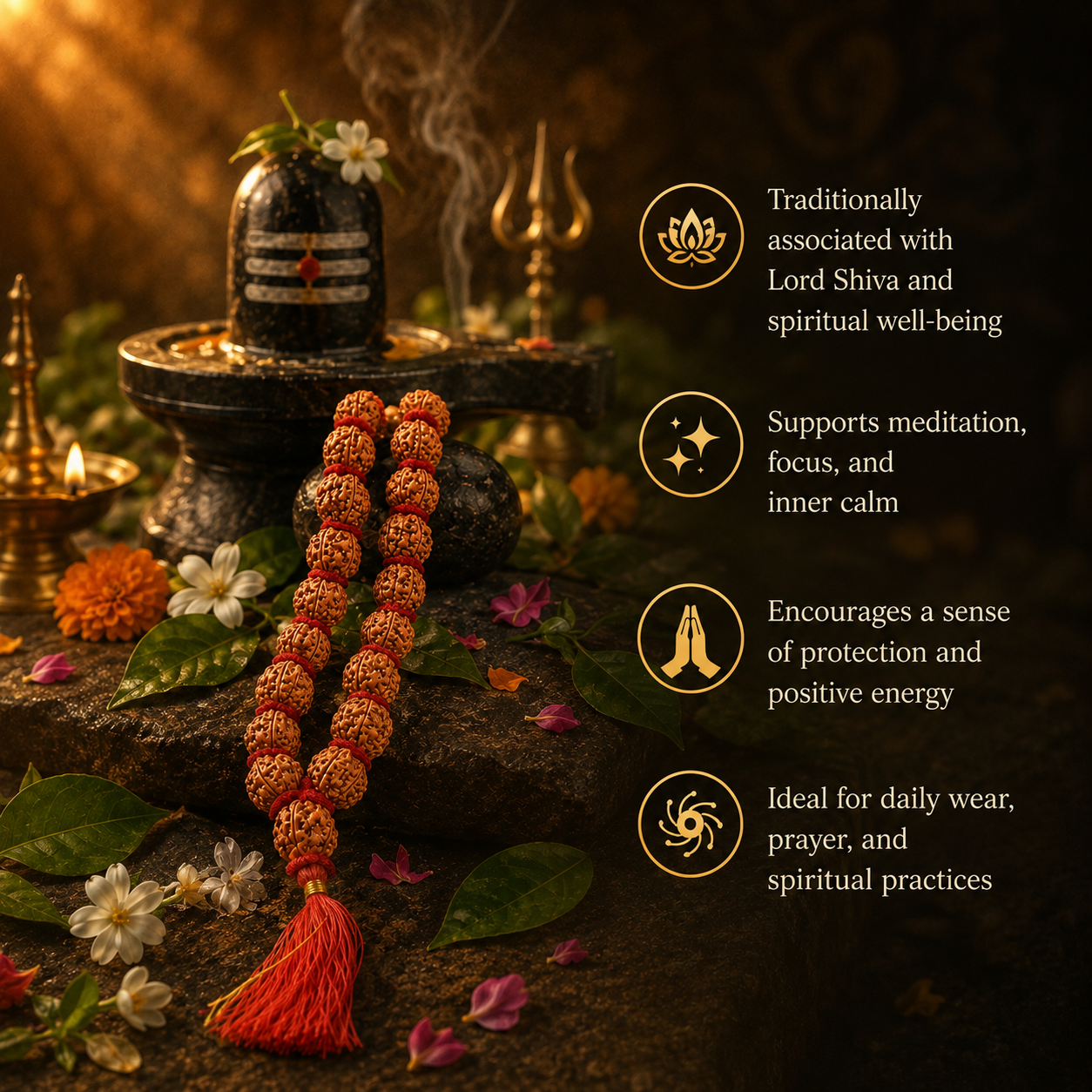 5 Mukhi Kantha Mala | Five Face Nepali Rudraksha Mala - Image 3