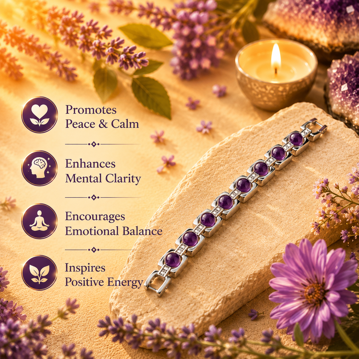 Amethyst Silver Bracelet - Image 1