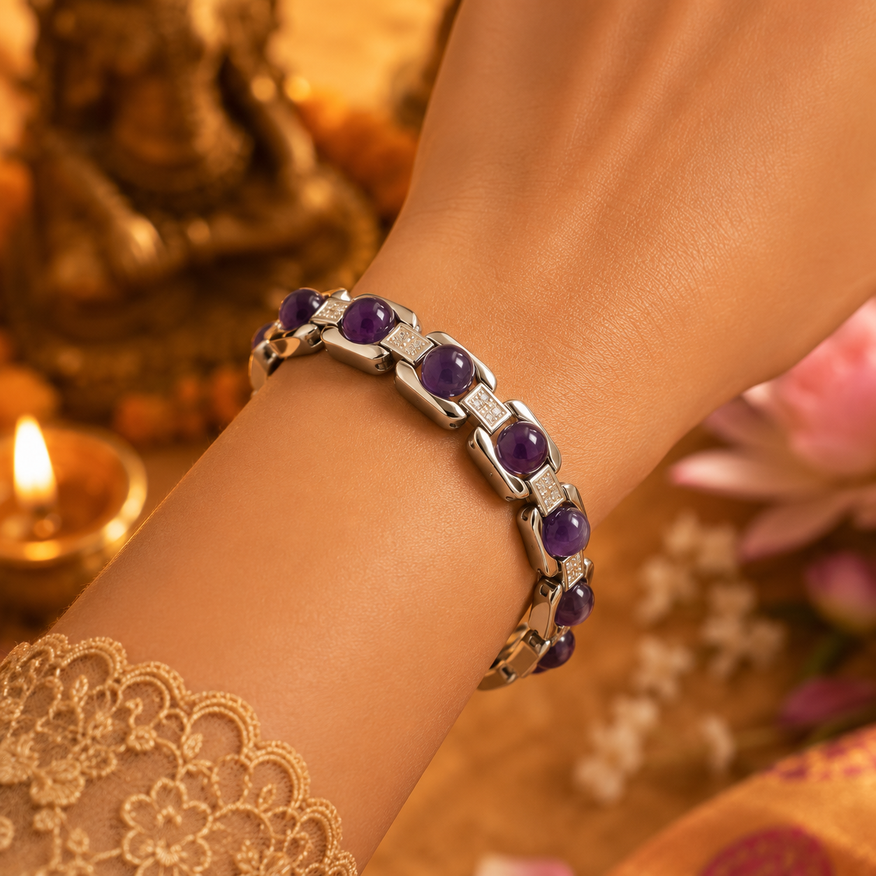 Amethyst Silver Bracelet - Image 2