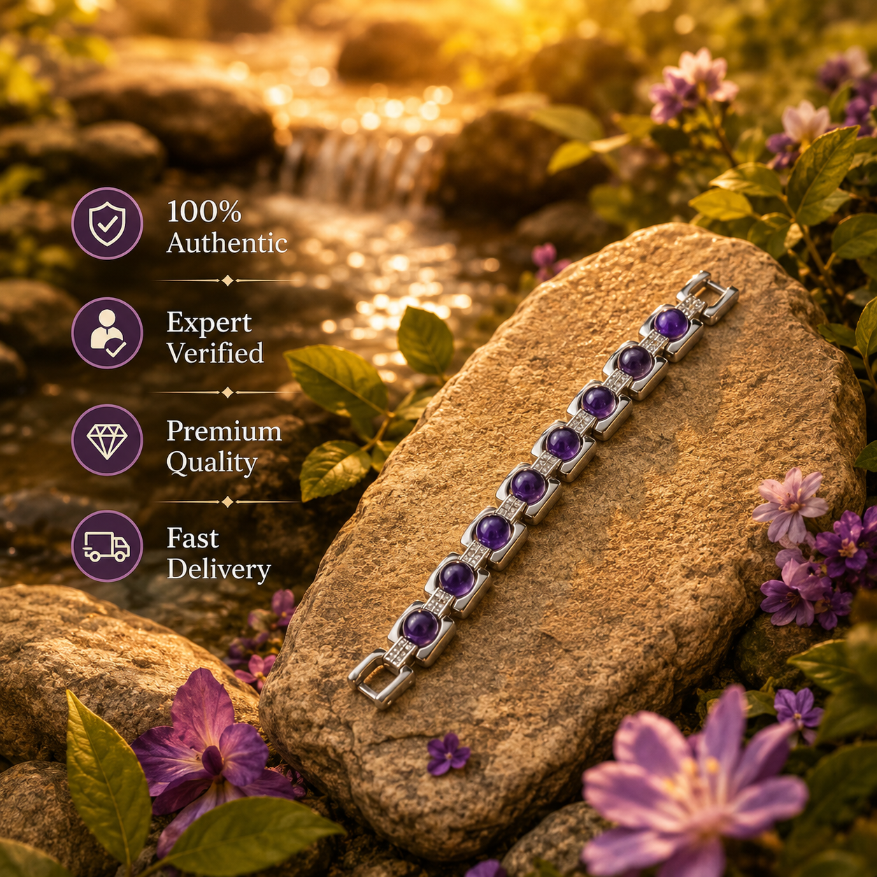 Amethyst Silver Bracelet - Image 3