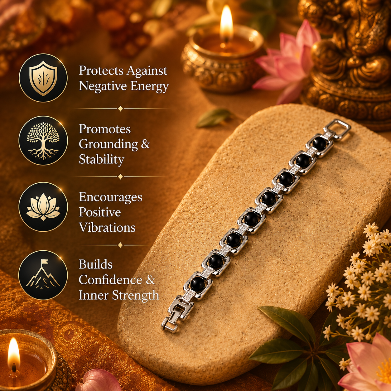 Black Tourmaline Silver Bracelet - Image 1