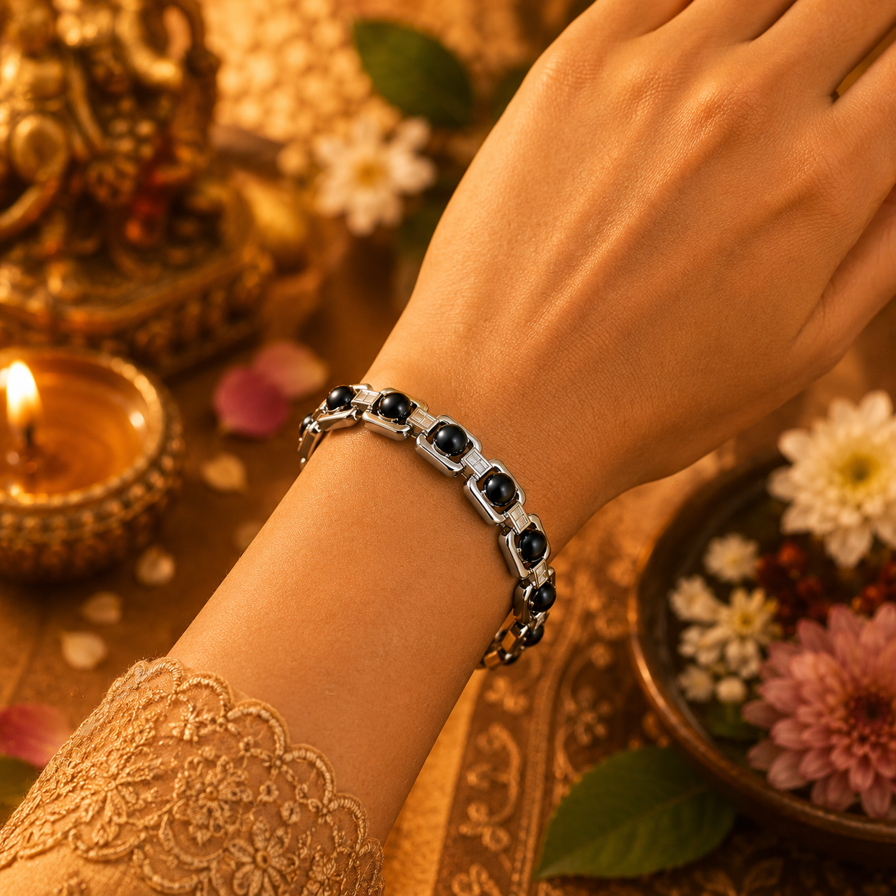 Black Tourmaline Silver Bracelet - Image 2