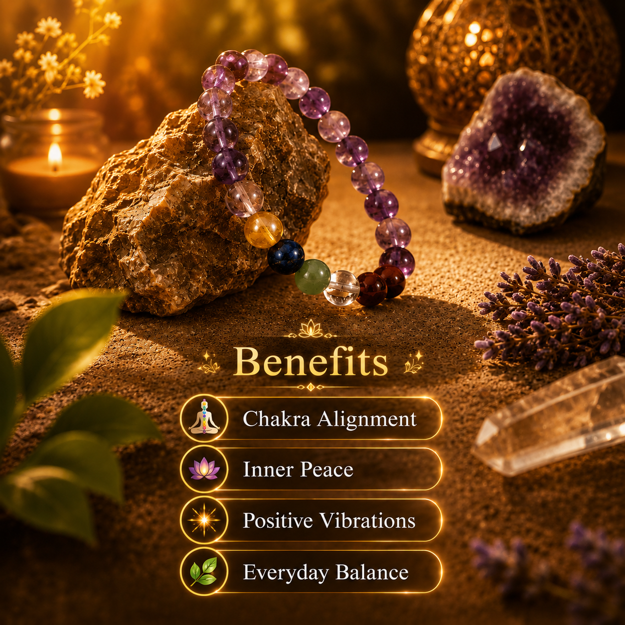 7 Chakra Amethyst Bracelet - Image 1