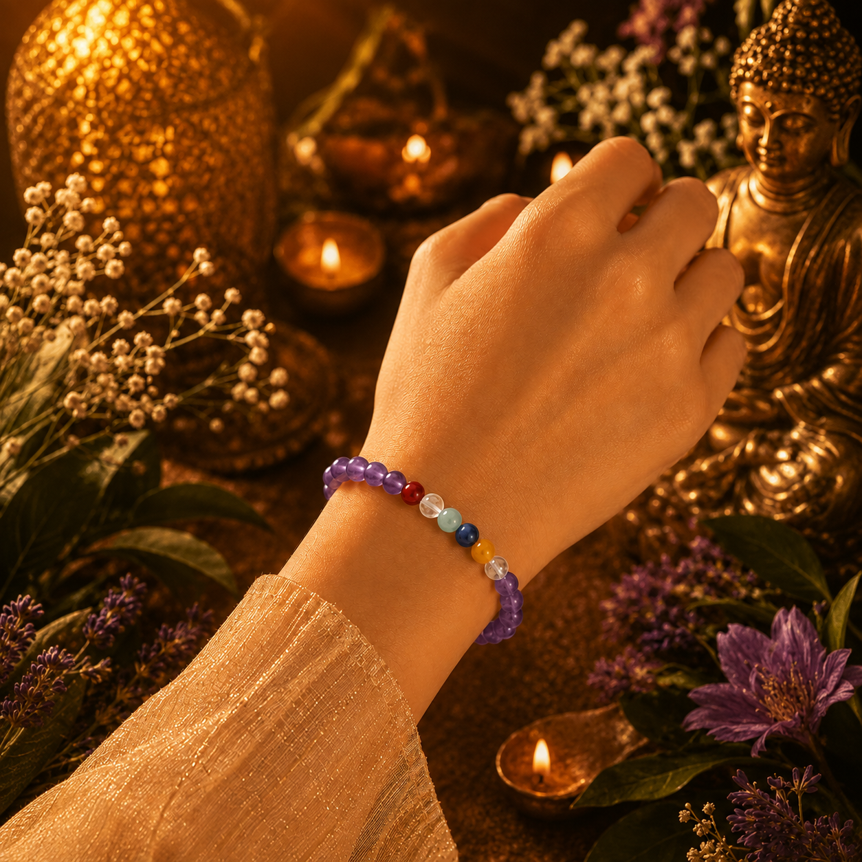 7 Chakra Amethyst Bracelet - Image 2