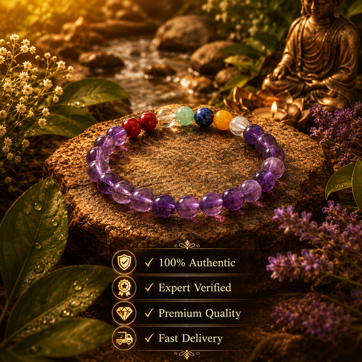 7 Chakra Amethyst Bracelet - Image 3
