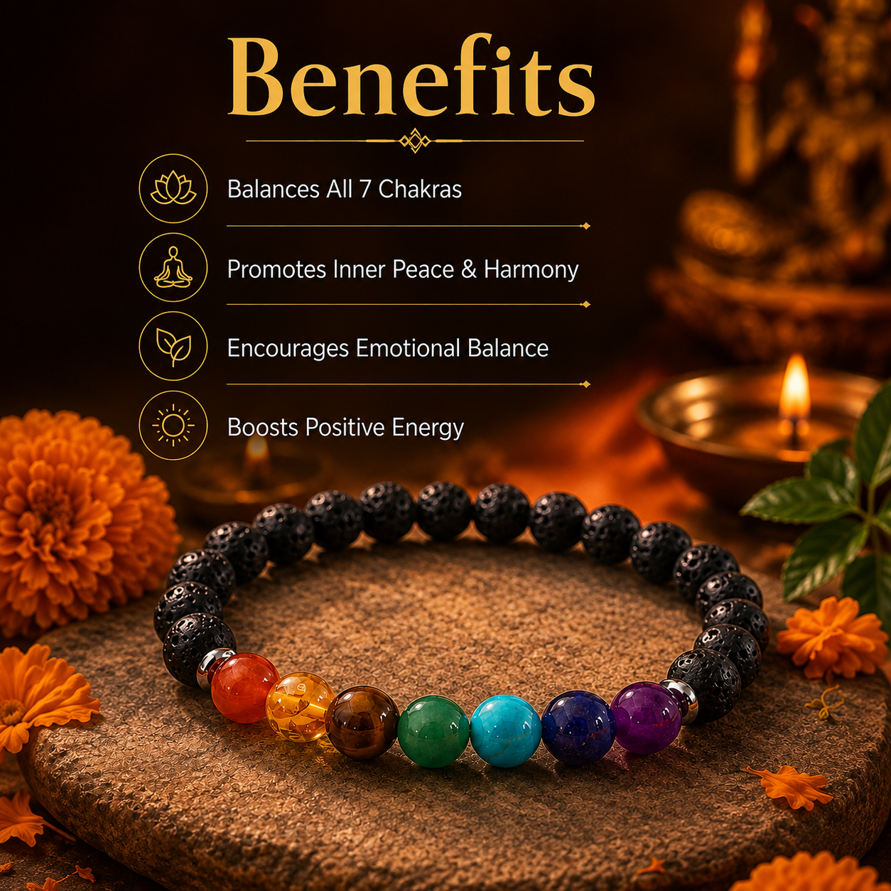 7 Chakra Lava Bracelet - Image 1