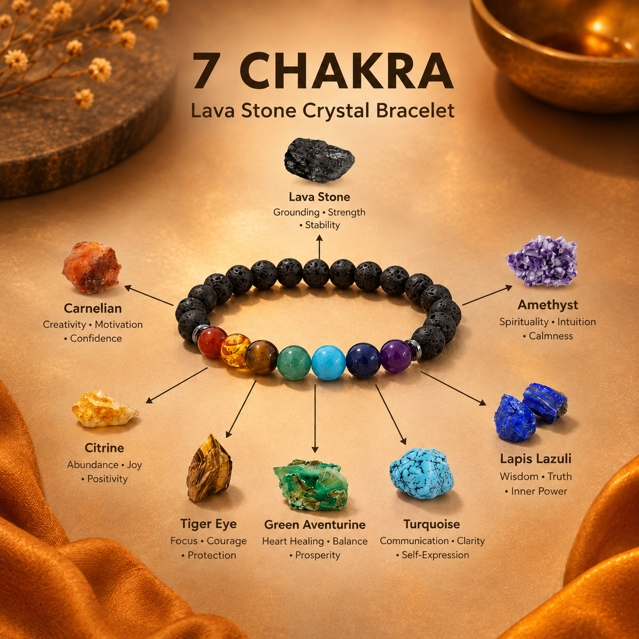 7 Chakra Lava Bracelet - Image 3