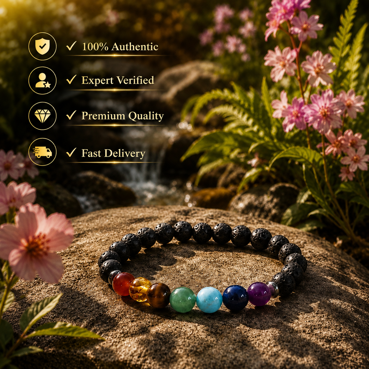 7 Chakra Lava Bracelet - Image 4